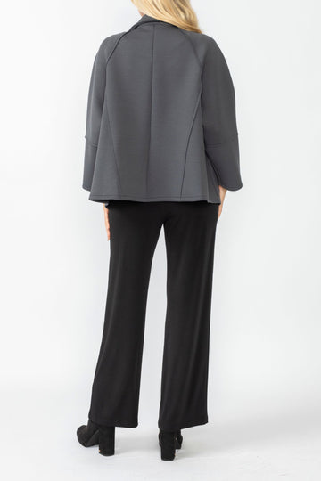 Charcoal Raglan Sleeve Front Attached Pocket Swing Jacket